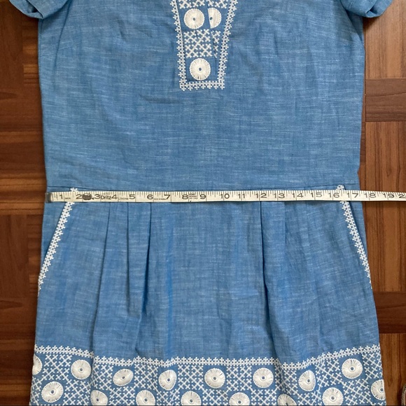 Madewell Embroidered Dress Blue Cotton Denim Women’s XS - Picture 6 of 6